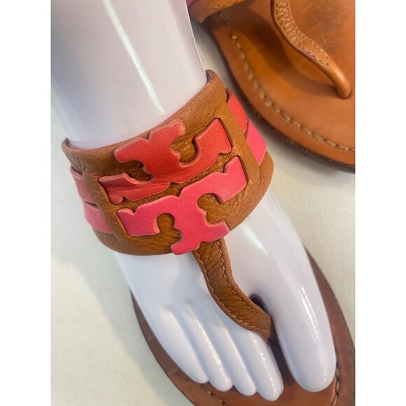 Tory Burch Leigh Tumbled Calf Leather Thong Sandals size 6.5 M - Picture 4 of 6